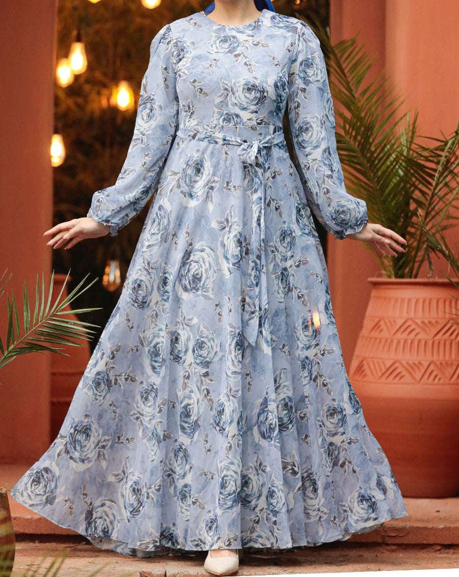 Amara Chiffon Maxi Dress (Blue)