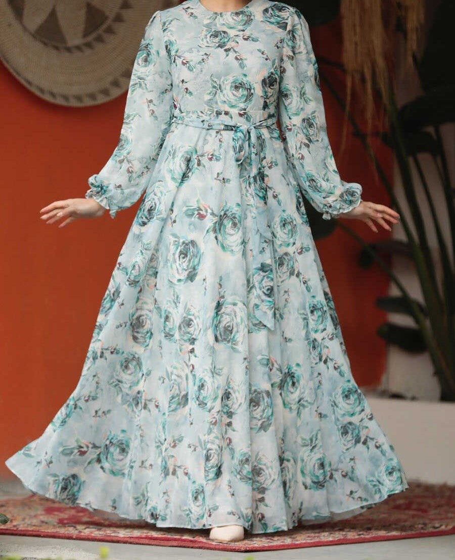 Amara Chiffon Maxi Dress (MINT)