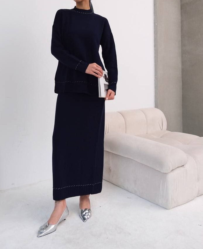 Sanna Knit Skirt Co-Ord- Beige