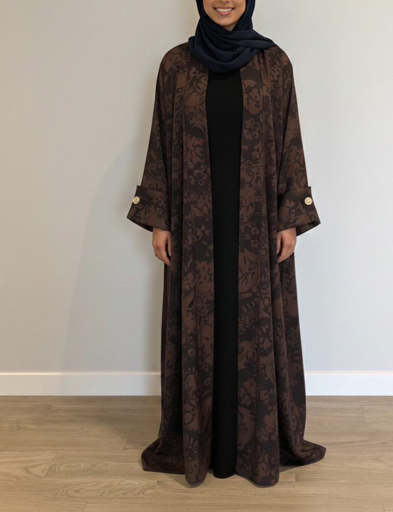 Blossom Abaya Set - Brown/Black