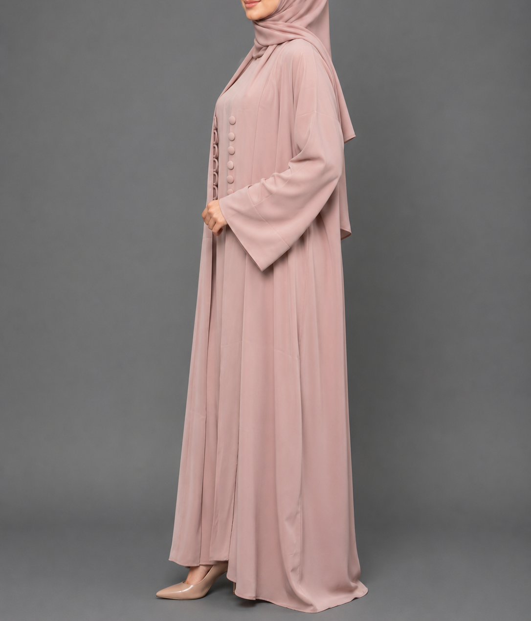 Saya Two- Piece Premium Abaya - Dusty Rose