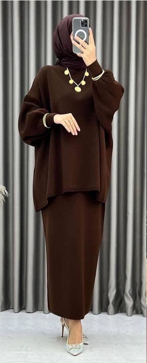 Hawa Knit Skirt Co-Ord- Brown