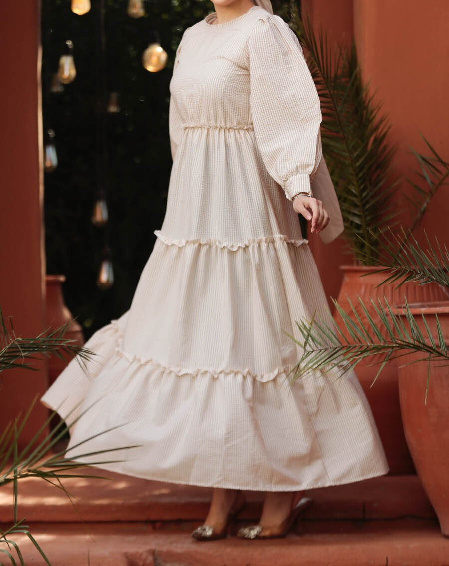 Faridah Maxi Dress (Ivory Striped)