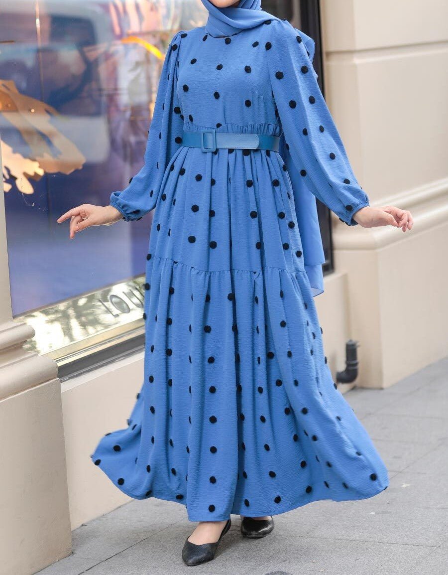 Blue Polka Dot Maxi Dress