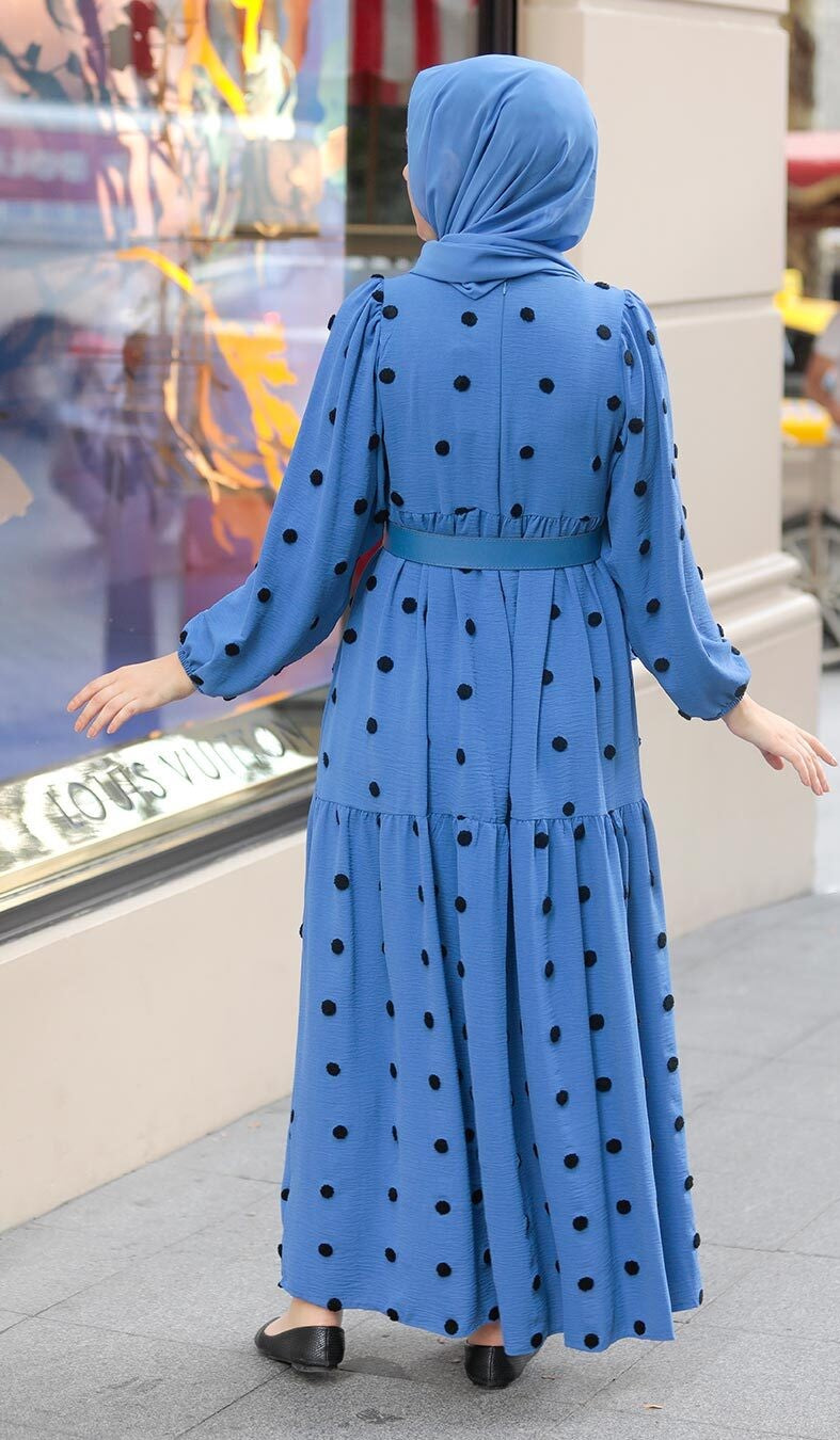 Blue Polka Dot Maxi Dress