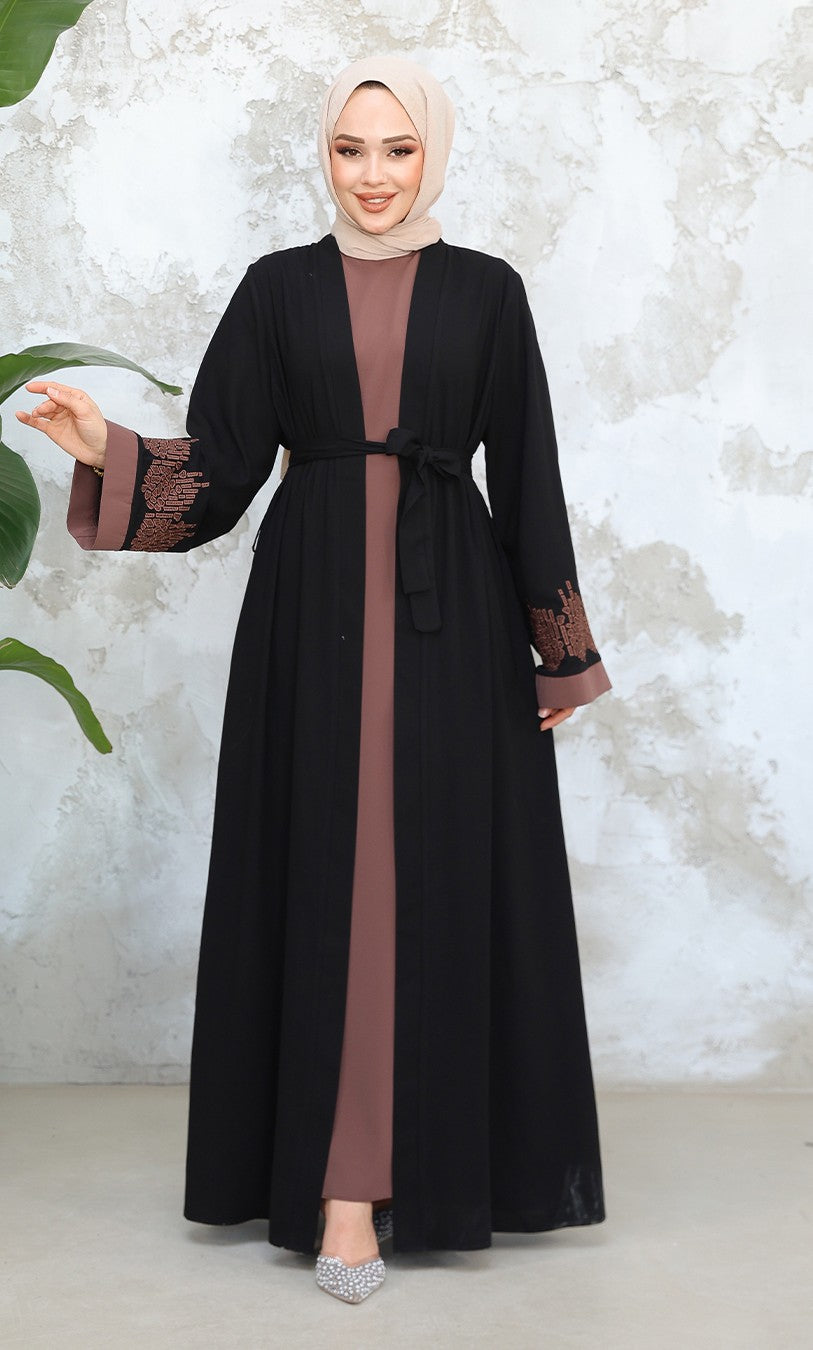Leena Abaya Set- Rose