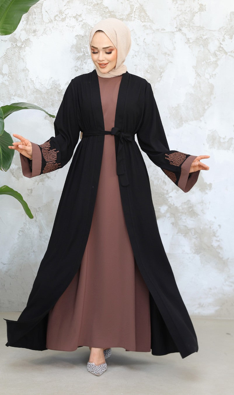 Leena Abaya Set- Rose