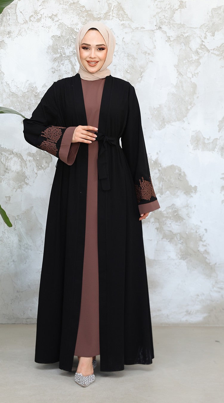 Leena Abaya Set- Rose