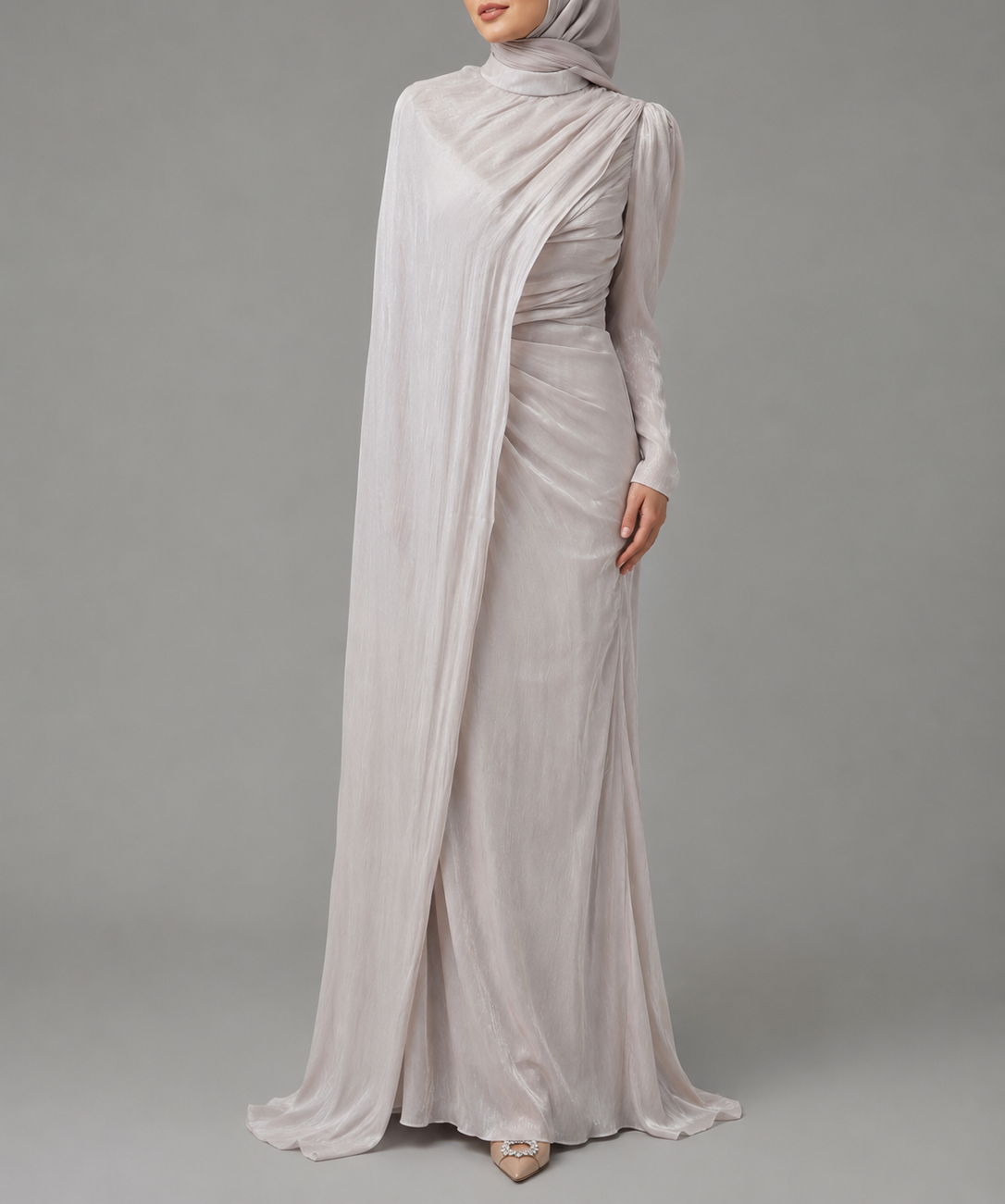 Meena Cape Dress- Nude