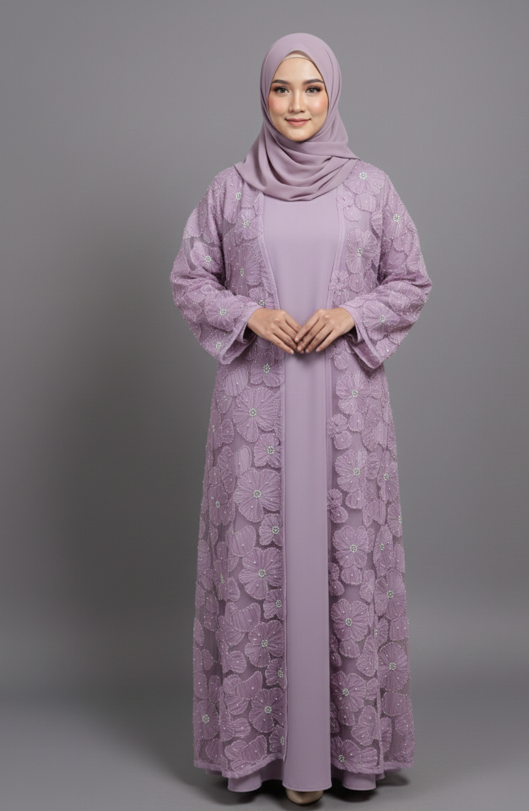 Yasmin Embellished Abaya- Purple