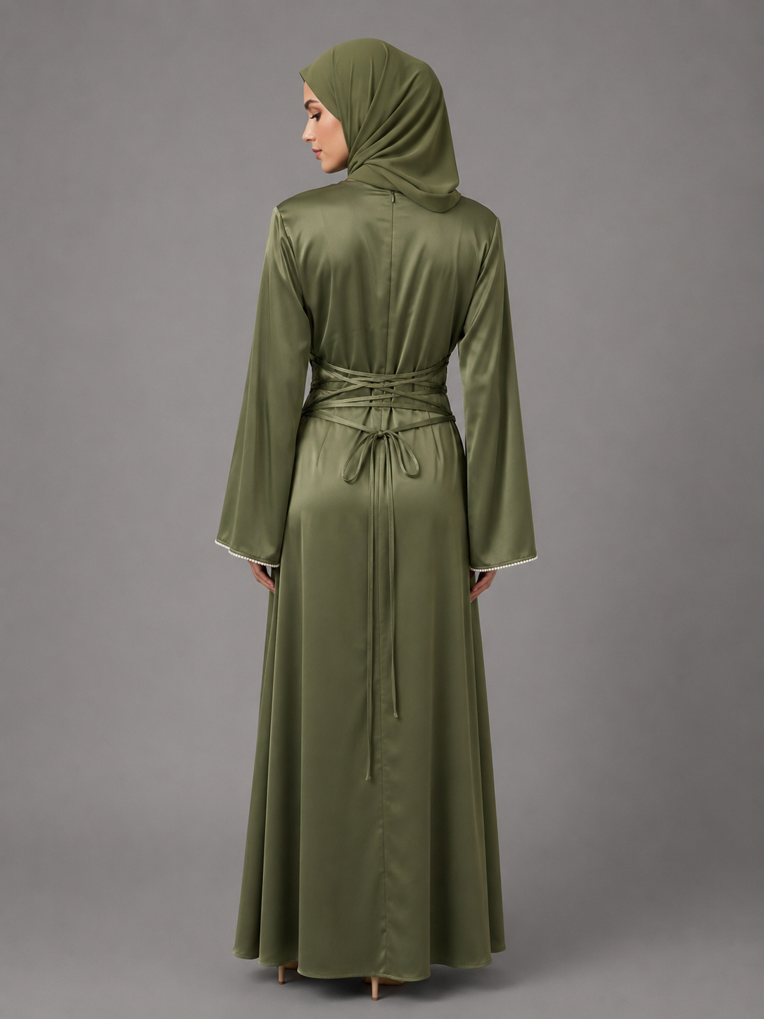 Sumaira Satin Dress - Green