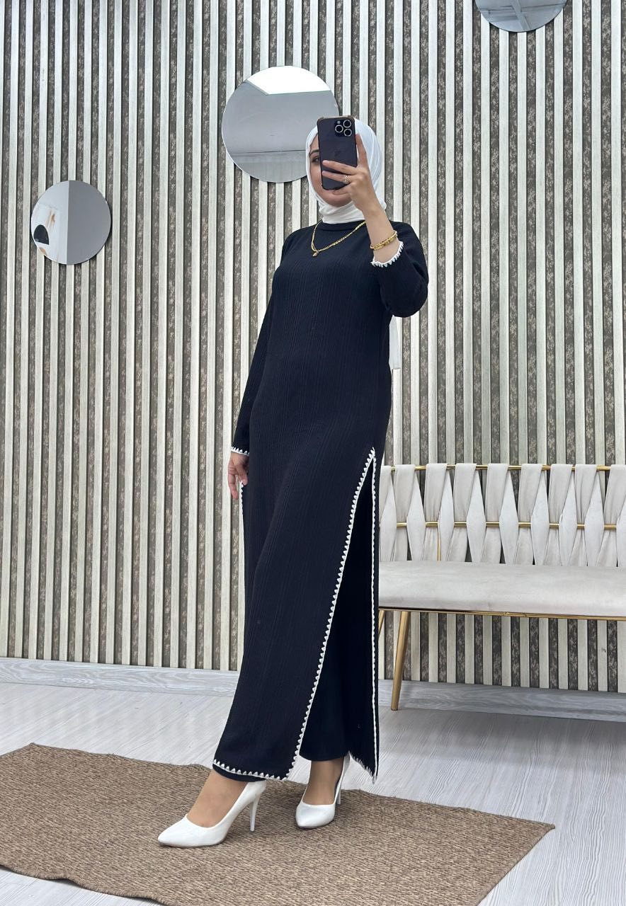 Naya Knit Top & Pant Matching Set- Black