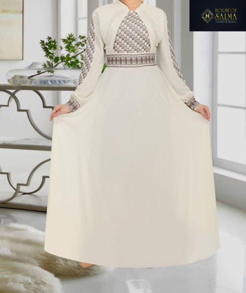 Haneen White Embroidery Dress