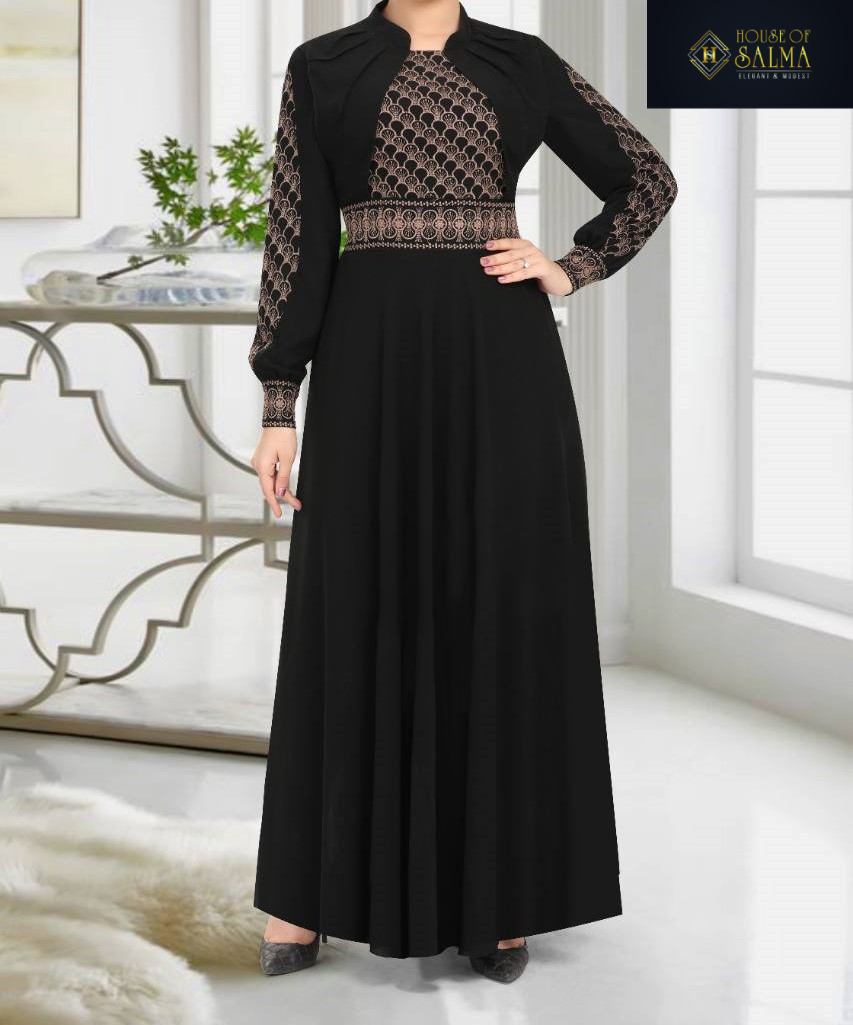 Haneen Black Embroidery Dress