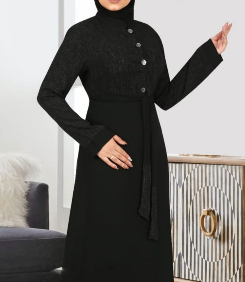 Black Belted Abaya