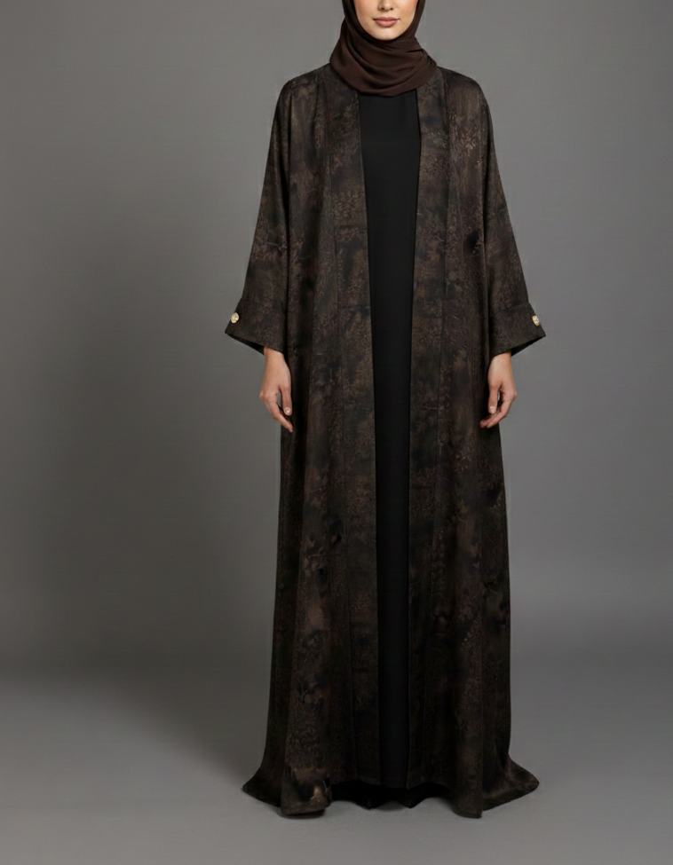 Blossom Abaya Set - Brown/Black