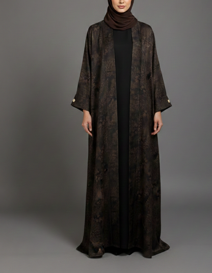 Blossom Abaya Set - Brown/Black
