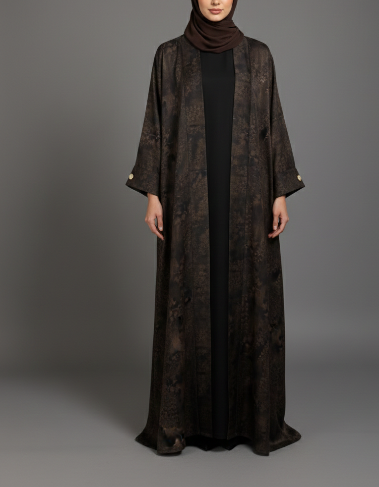 Blossom Abaya Set - Brown/Black