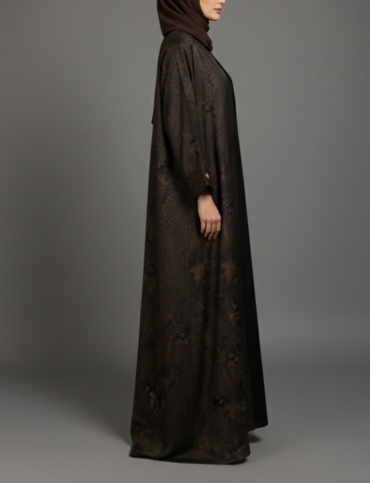 Blossom Abaya Set - Brown/Black