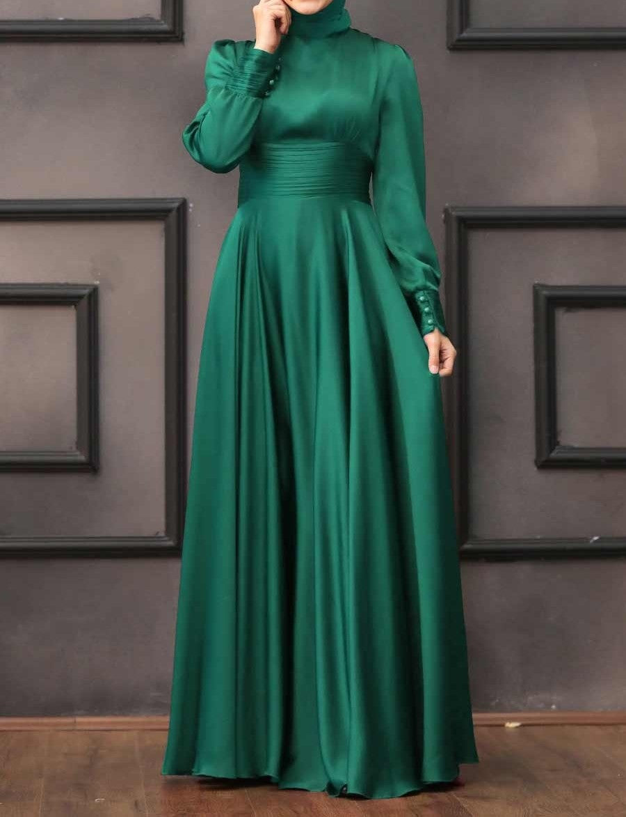 Jameelah Green Satin Gown