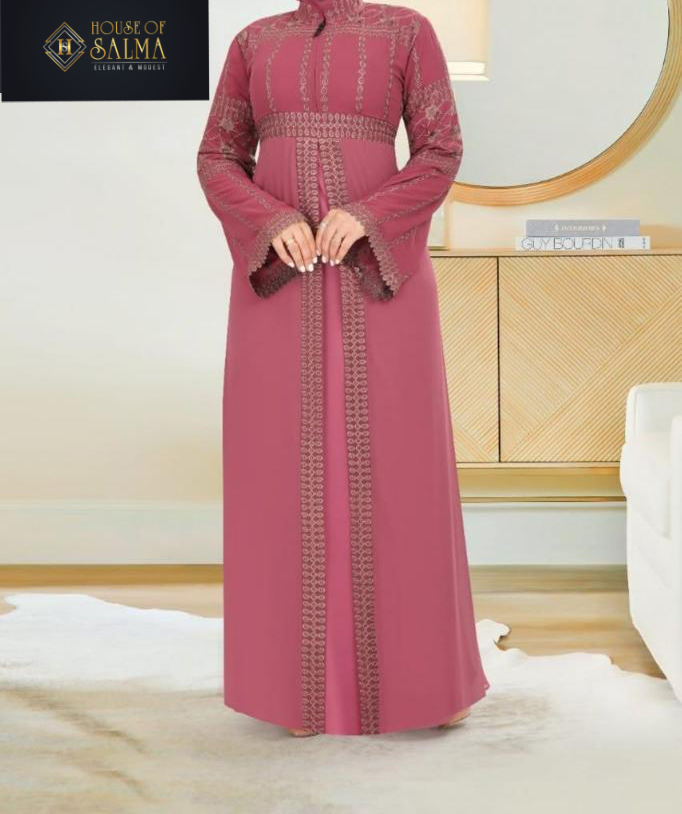 Asma Pink Chiffon Abaya