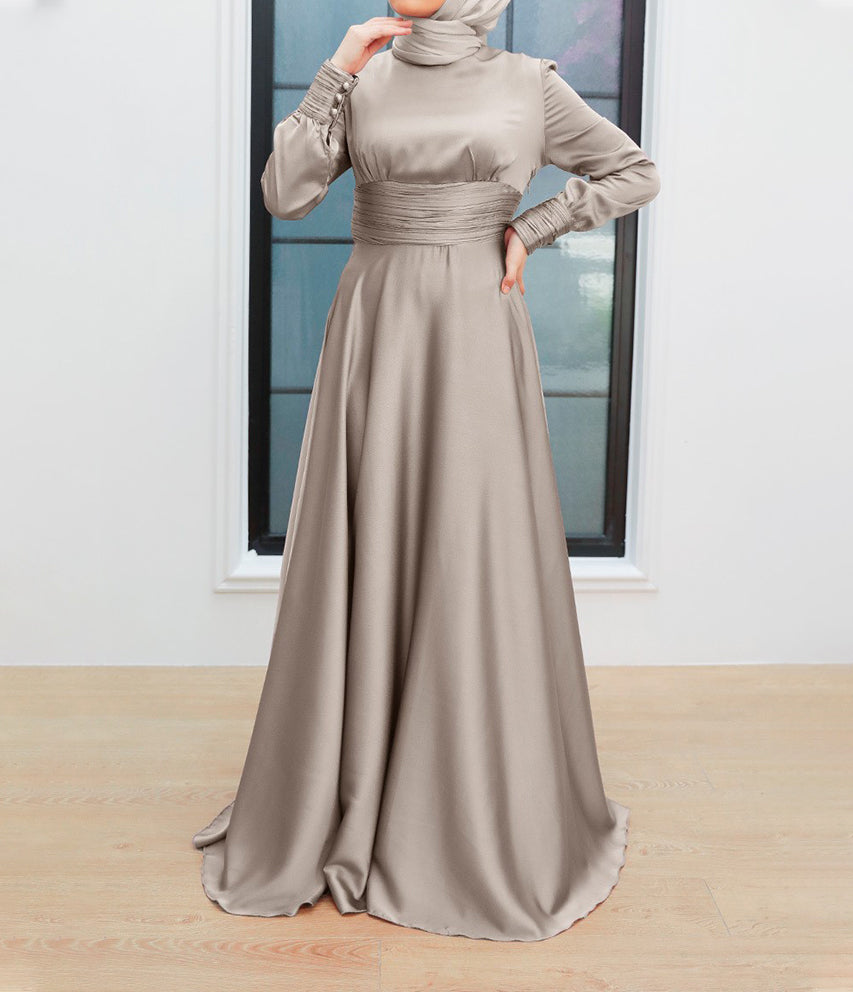 Jameelah Beige Satin Gown