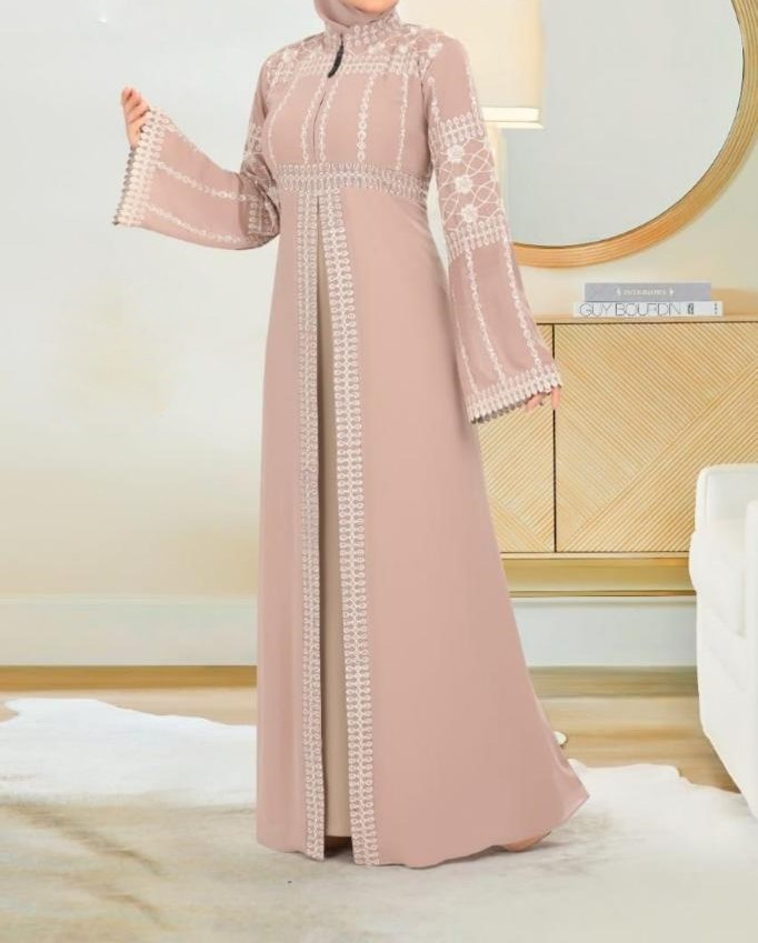 Asma Peach Chiffon Abaya