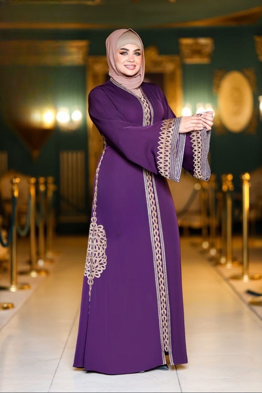 Fara Embroidery Abaya (Purple)