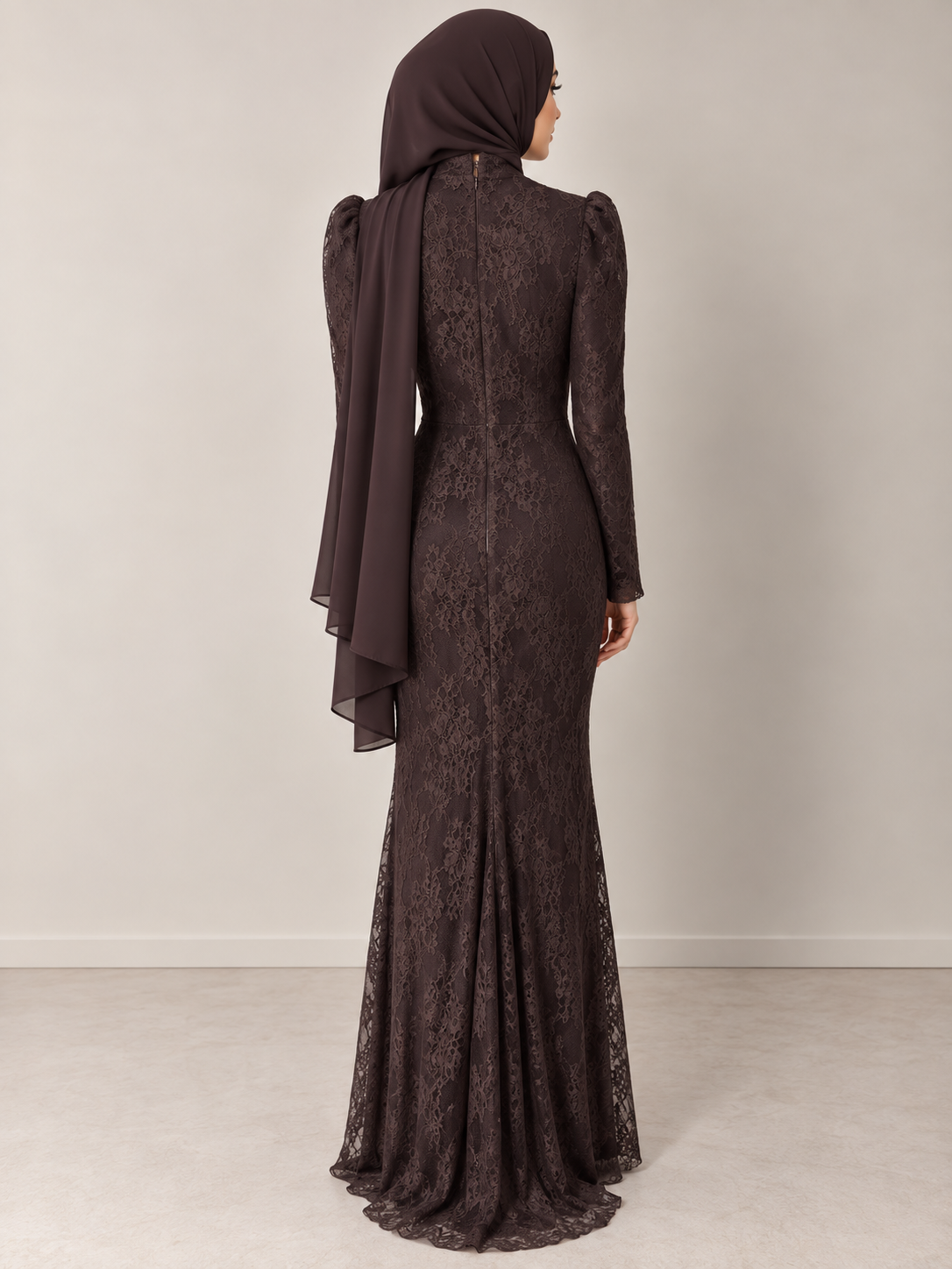 Aanisah Lace Dress- Chocolate