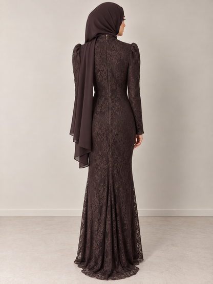 Aanisah Lace Dress- Chocolate