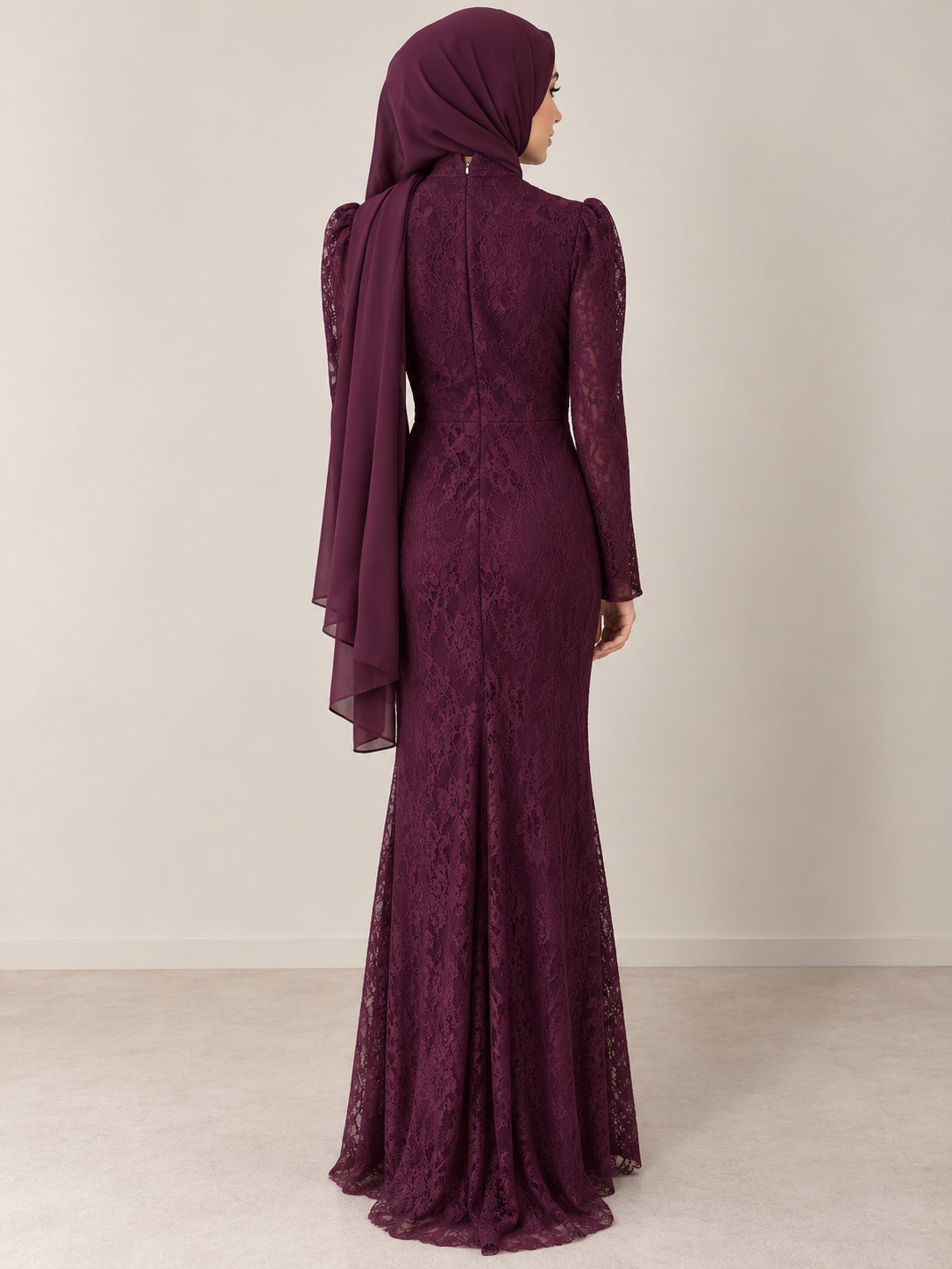 Aanisah Lace Dress- Dark Purple