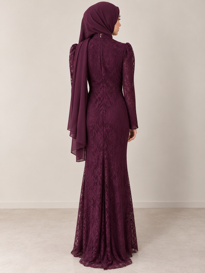 Aanisah Lace Dress- Dark Purple