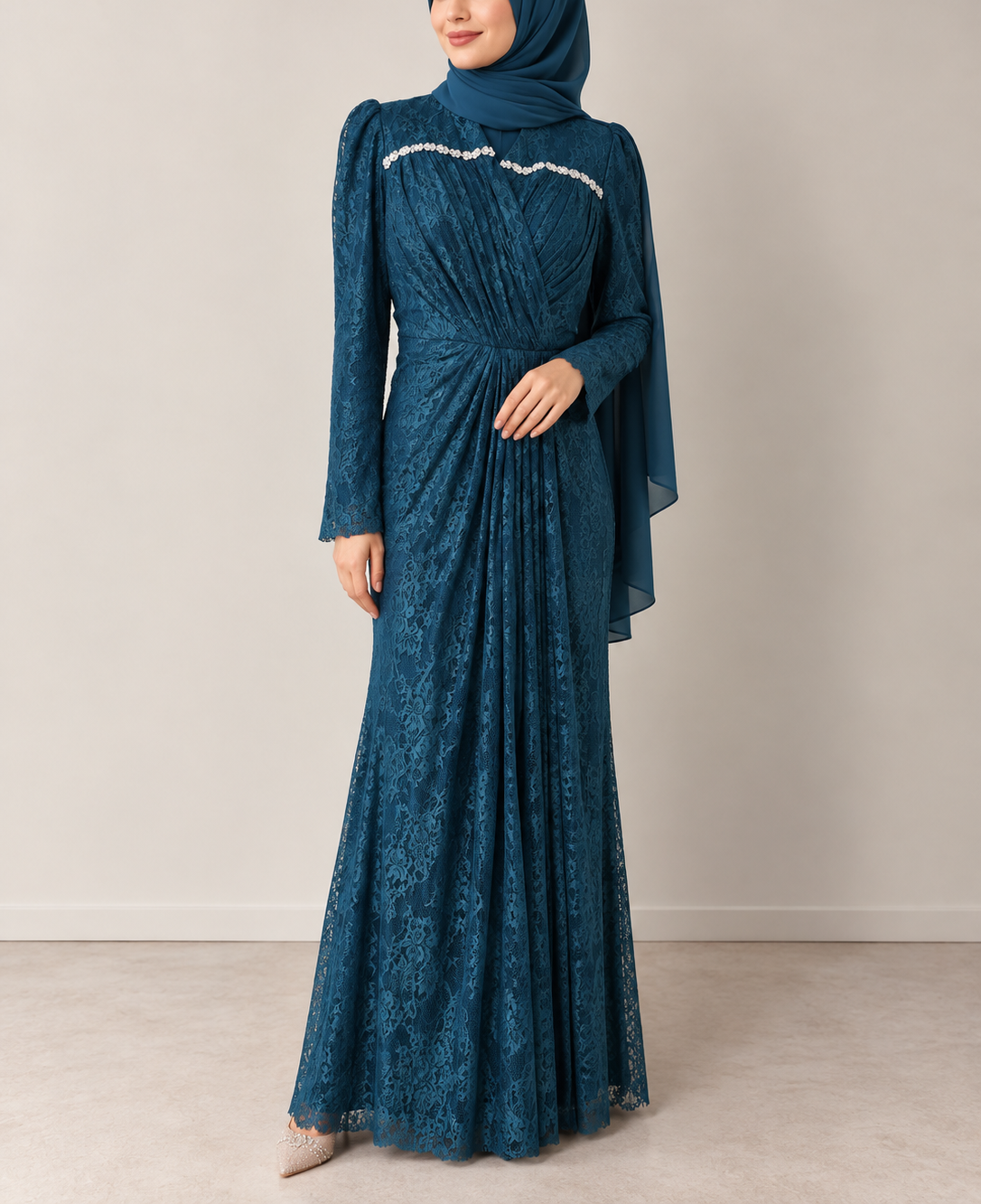 Aanisah Lace Dress- Turquoise