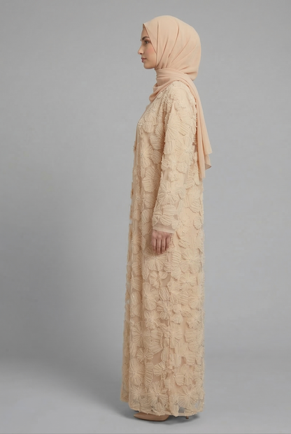 Yasmin Embellished Abaya Set- Beige
