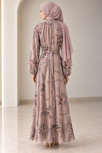 Beige Floral Dress