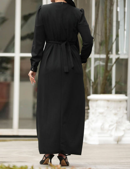 Dina Belted Dress (Black)