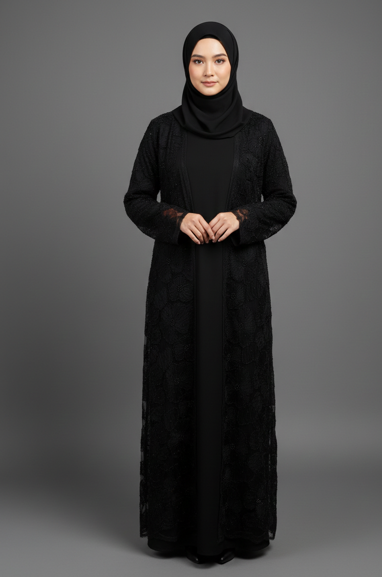 Yasmin Embellished Abaya- Black