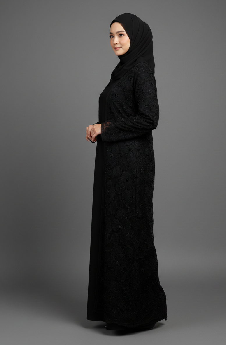 Yasmin Embellished Abaya- Black