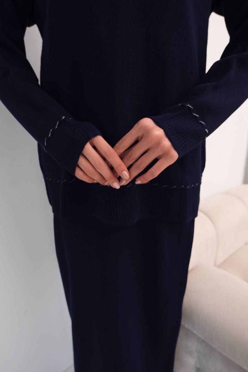 Sanna Knit Skirt Co-Ord- Navy