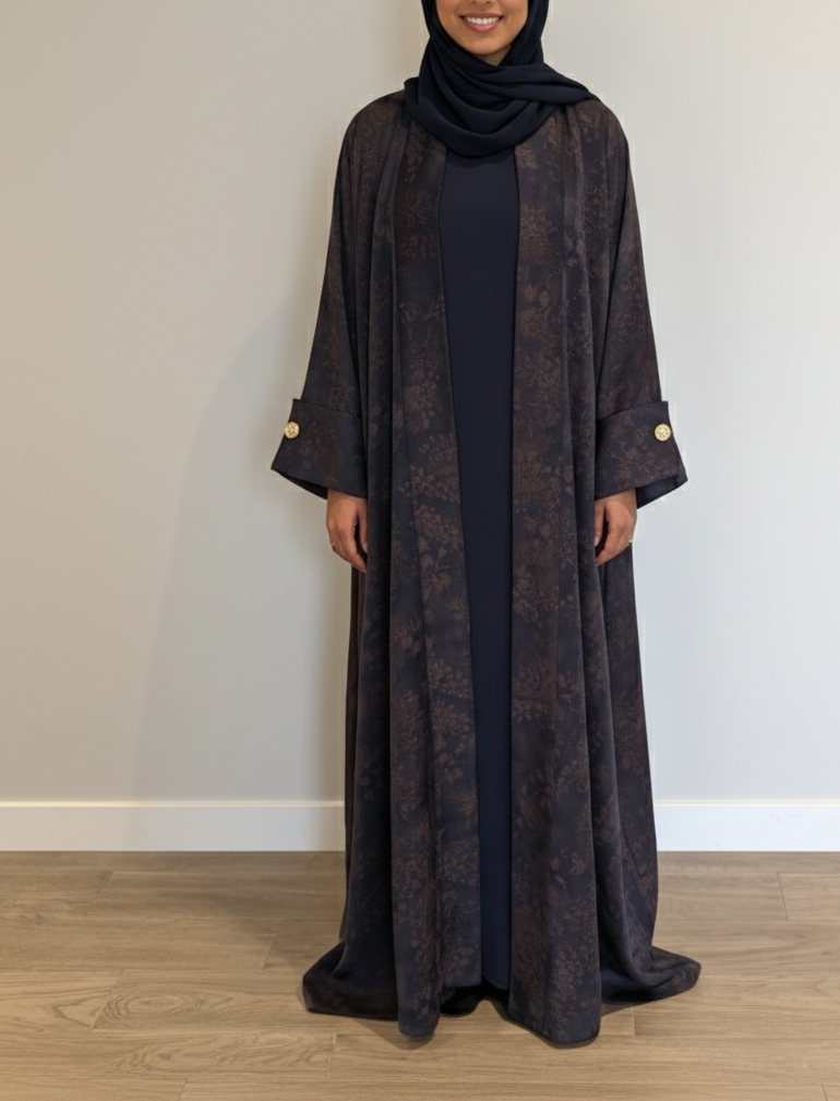 Blossom Abaya Set - Brown/Navy