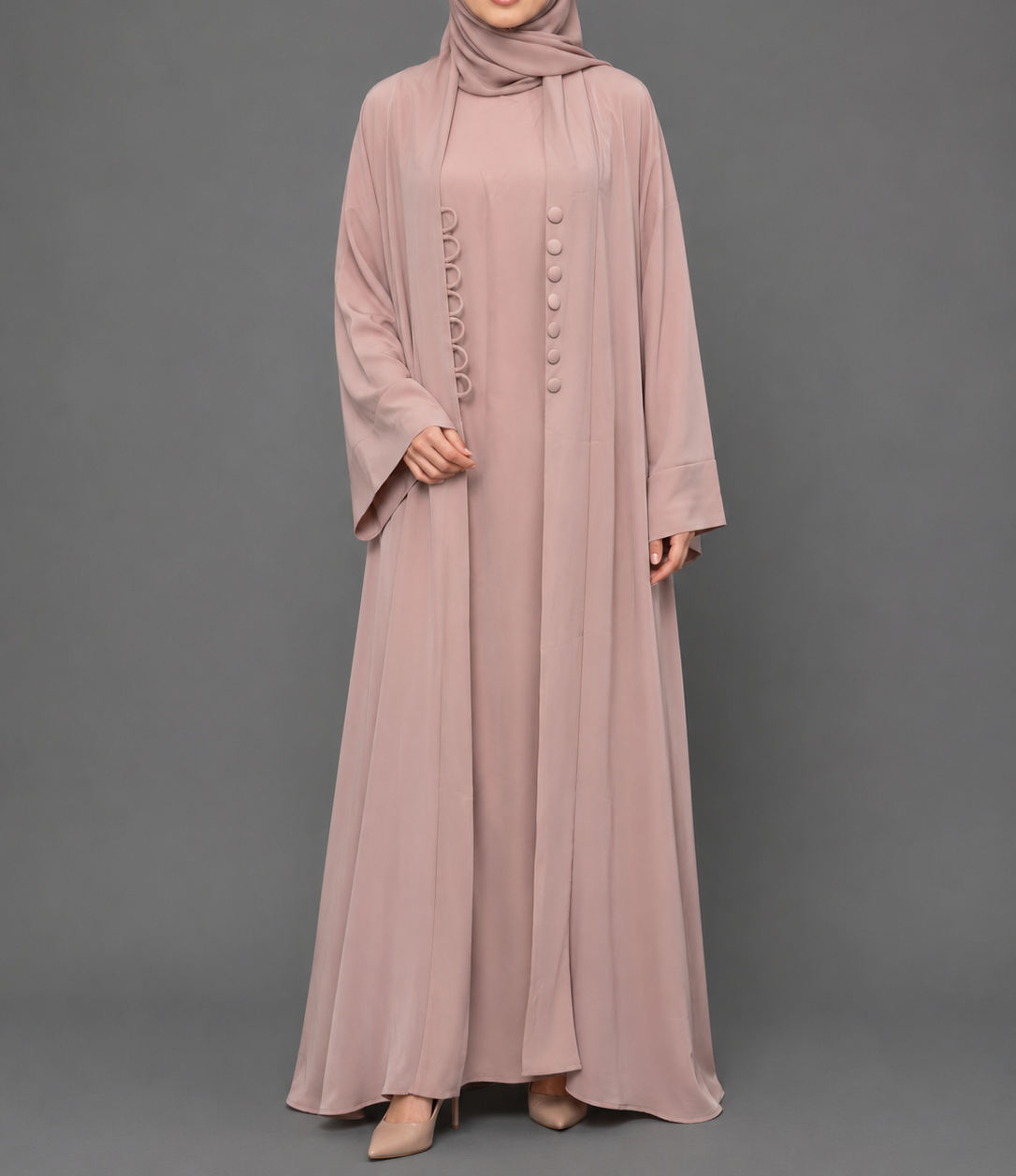 Saya Two- Piece Premium Abaya - Dusty Rose