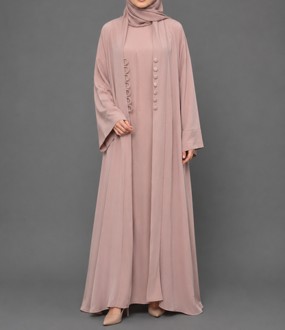 Saya Two- Piece Premium Abaya - Dusty Rose