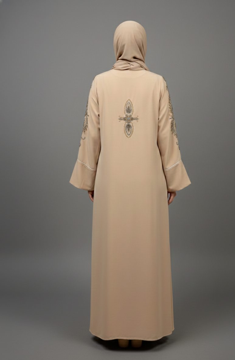 Two Piece Abaya- White/Beige