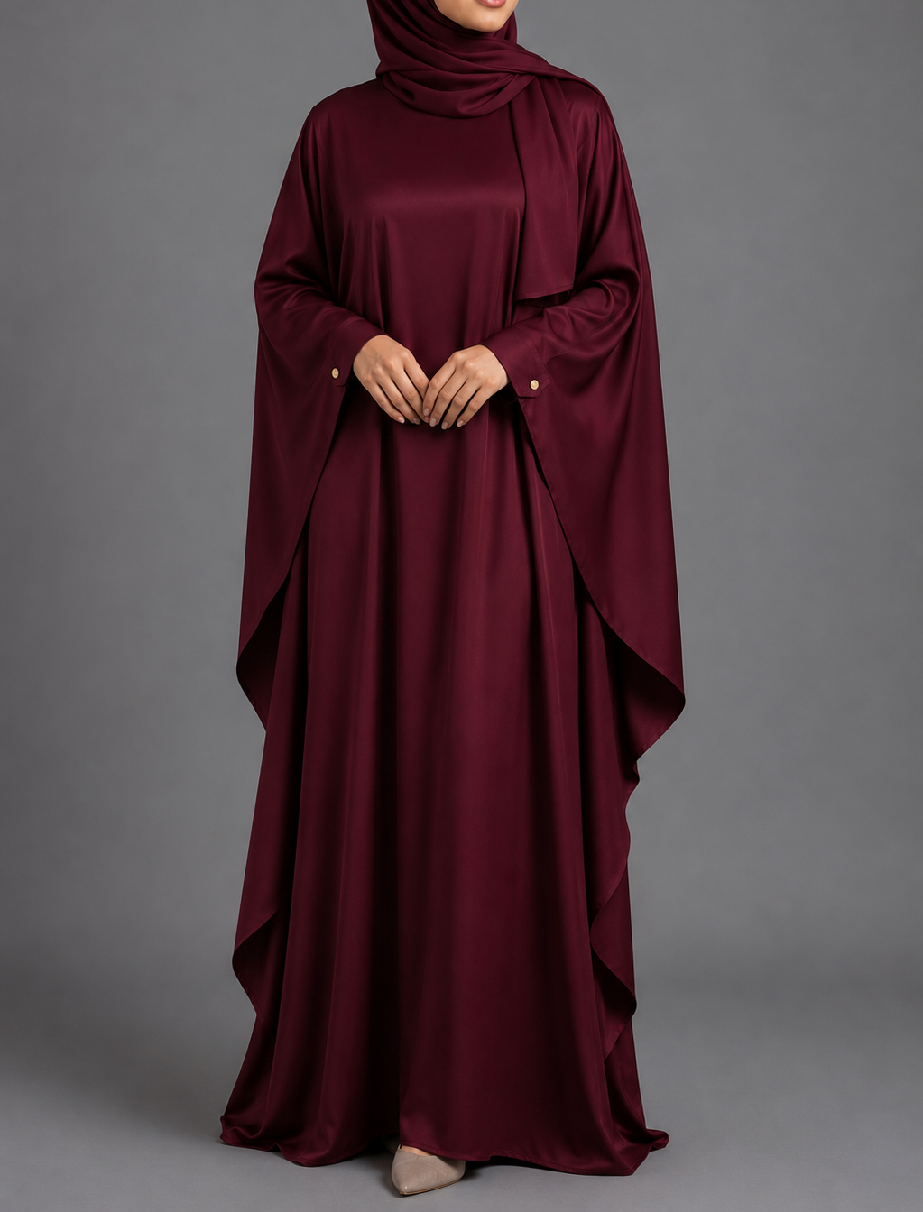 Deena Butterfly Abaya - Maroon