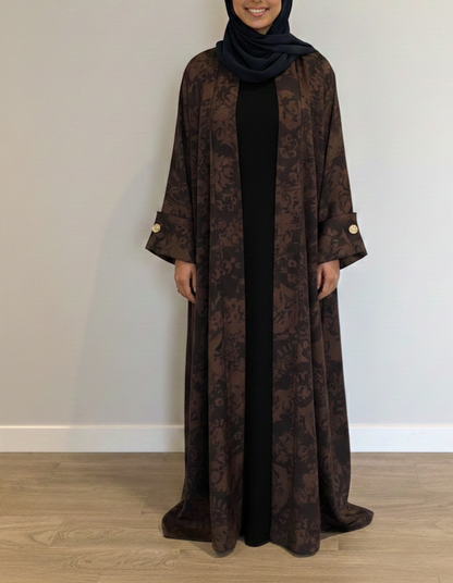 Blossom Abaya Set - Brown/Black