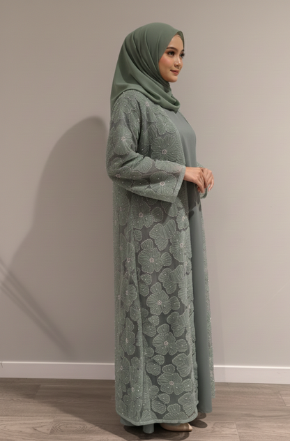 Yasmin Embellished Abaya- Mint