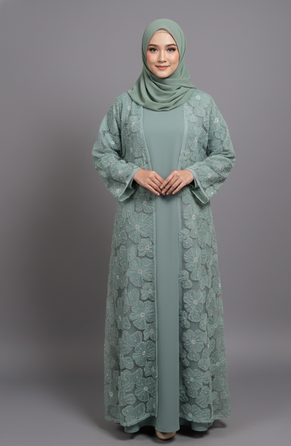 Yasmin Embellished Abaya- Mint