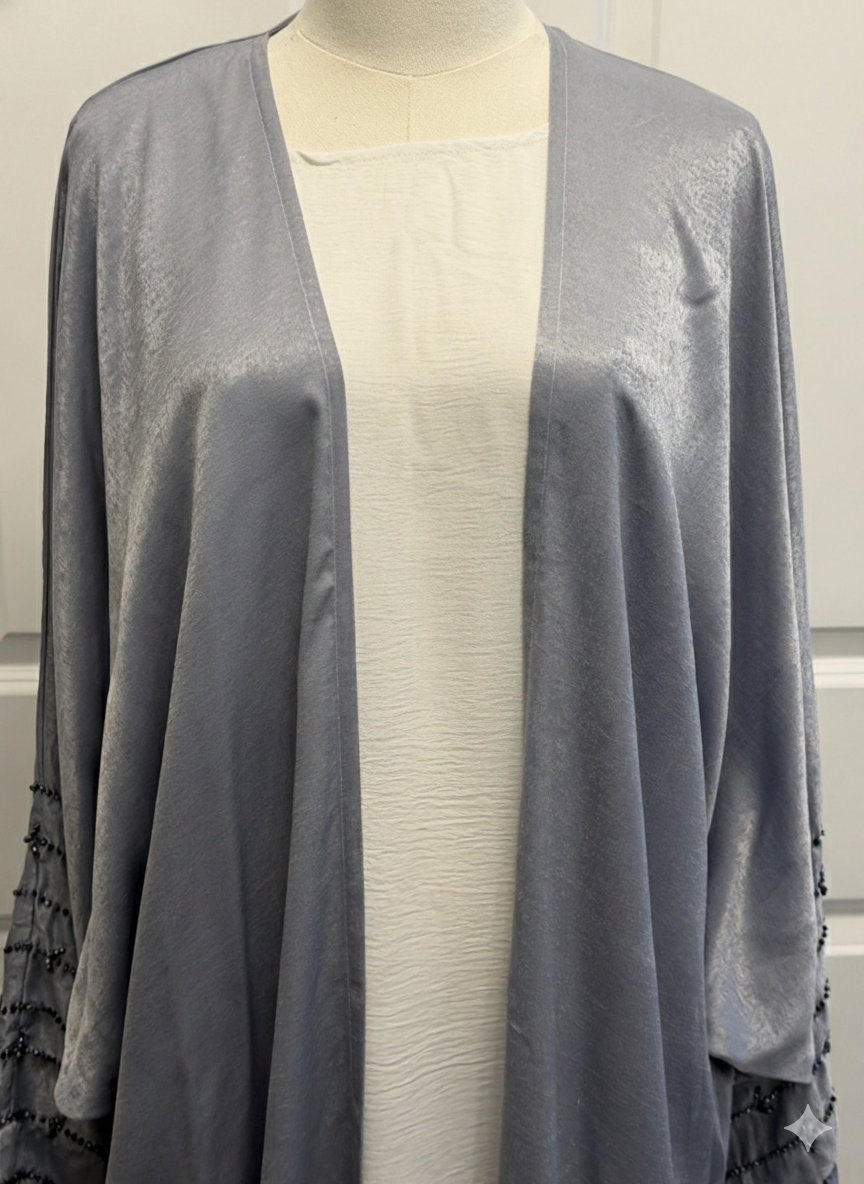 Grey/White Abaya Set