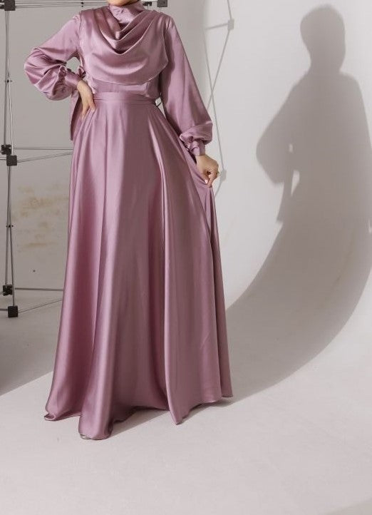 Aaliya Purple Satin Dress