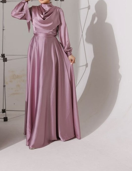 Aaliya Purple Satin Dress